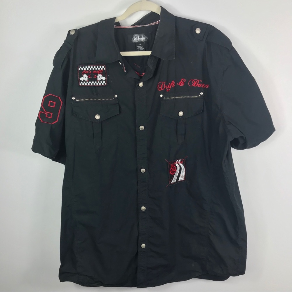 Drift & Burn Auto racer short sleeve button down